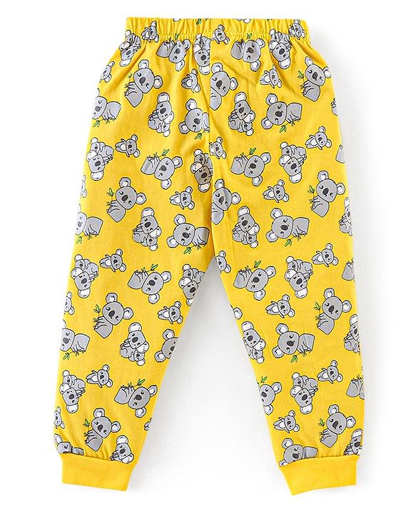 Babyhug Cotton Knit Full Sleeves Night Suit Koala Print - Yellow