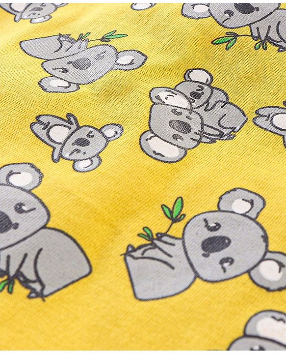 Babyhug Cotton Knit Full Sleeves Night Suit Koala Print - Yellow