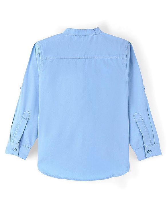 Pine Kids 100% Cotton Full Sleeves Solid Color Shirt - Sky Blue