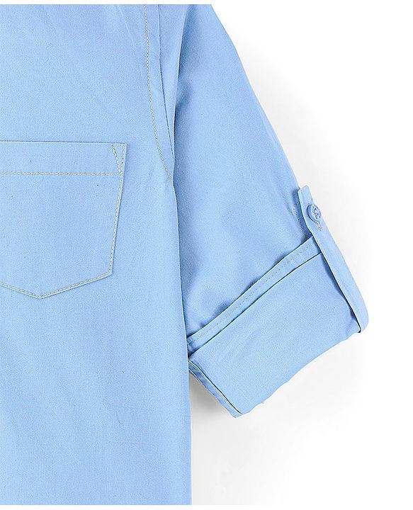 Pine Kids 100% Cotton Full Sleeves Solid Color Shirt - Sky Blue