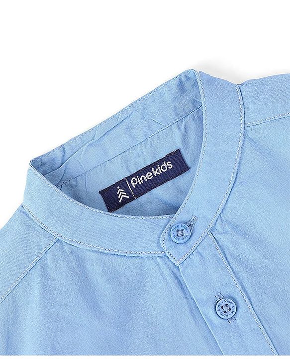 Pine Kids 100% Cotton Full Sleeves Solid Color Shirt - Sky Blue