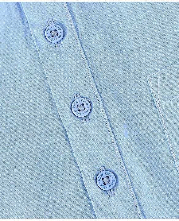 Pine Kids 100% Cotton Full Sleeves Solid Color Shirt - Sky Blue