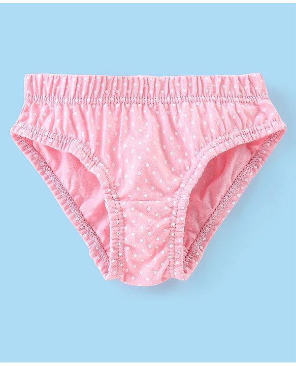 Babyhug 100% Cotton Panties Dot & Floral Print Pack of 3- Pink Blue & White