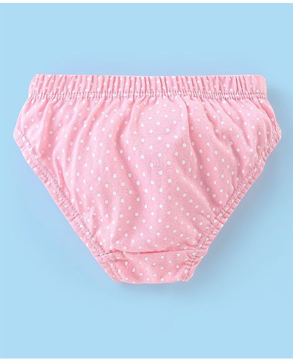 Babyhug 100% Cotton Panties Dot & Floral Print Pack of 3- Pink Blue & White