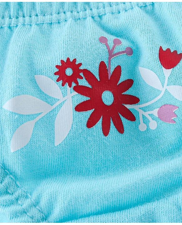 Babyhug 100% Cotton Panties Dot & Floral Print Pack of 3- Pink Blue & White