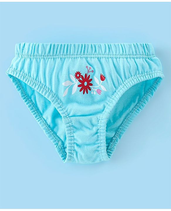Babyhug 100% Cotton Panties Dot & Floral Print Pack of 3- Pink Blue & White