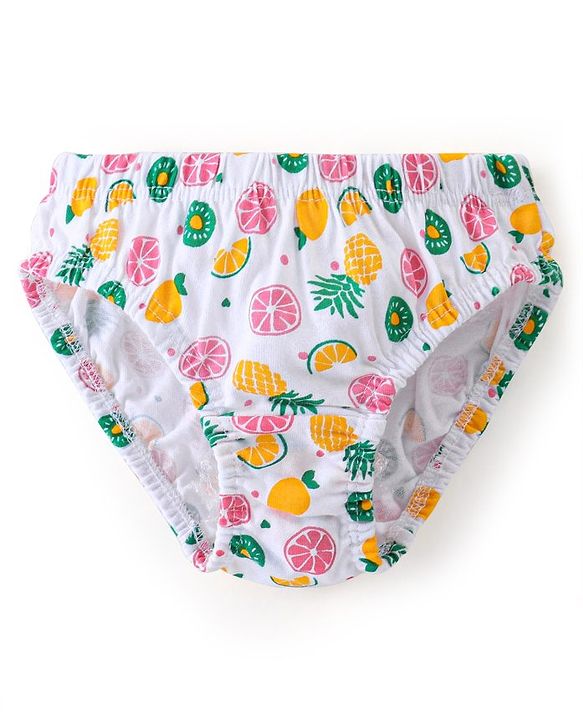 Babyhug 100% Cotton Panties Fruits Print Pack of 3 - Red White & Yellow