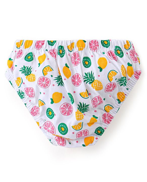 Babyhug 100% Cotton Panties Fruits Print Pack of 3 - Red White & Yellow