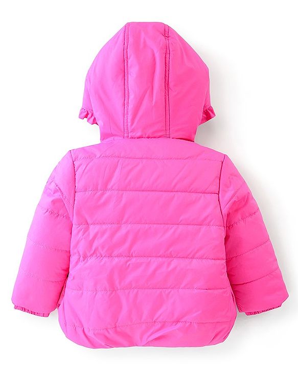 Babyhug Woven Full Sleeves Solid Hooded Jacket - Pink