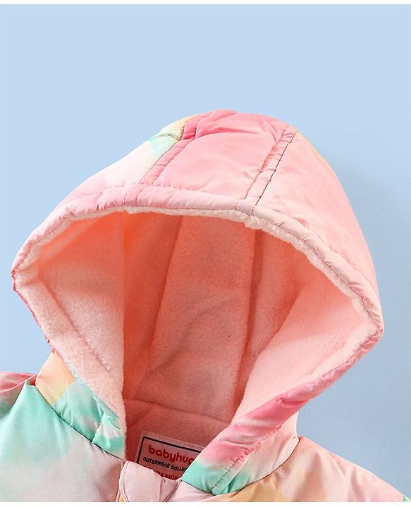 Babyhug Full Sleeves Hooded & Padded Jacket Tie Dye Print- Pink