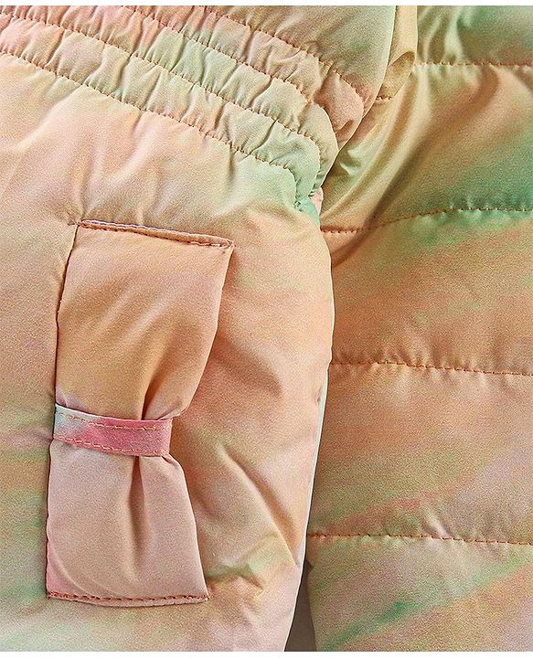 Babyhug Full Sleeves Hooded & Padded Jacket Tie Dye Print- Pink