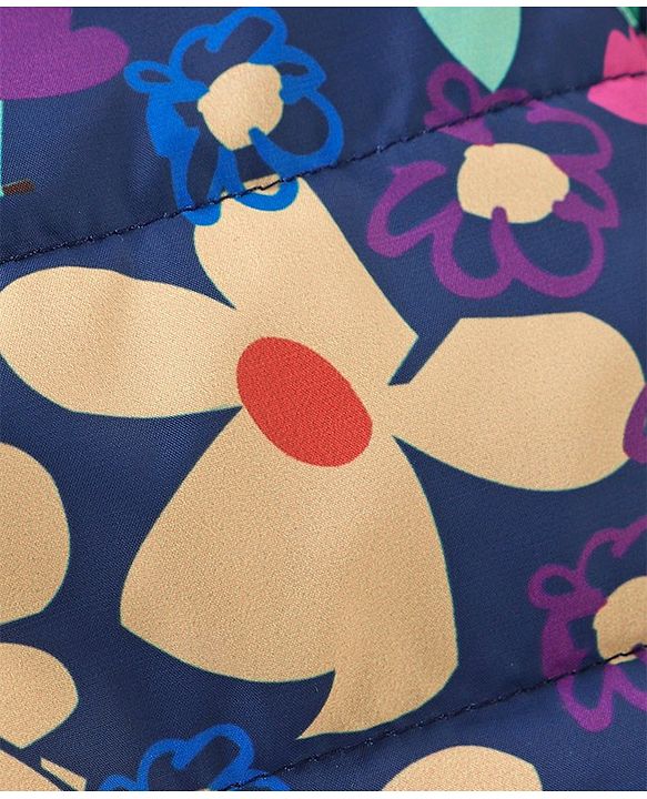 Babyhug Woven Full Sleeves Hooded Jacket Floral Print - Multicolour
