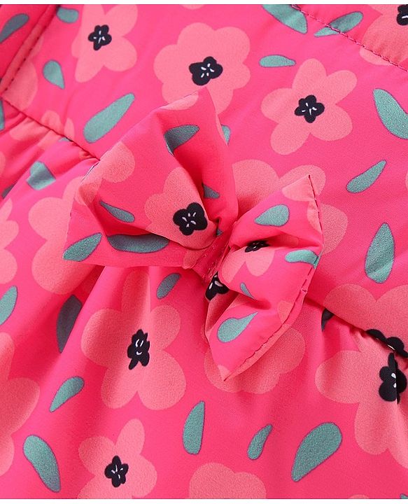 Babyhug Full Sleeves Hooded & Padded Jacket Floral Print- Pink