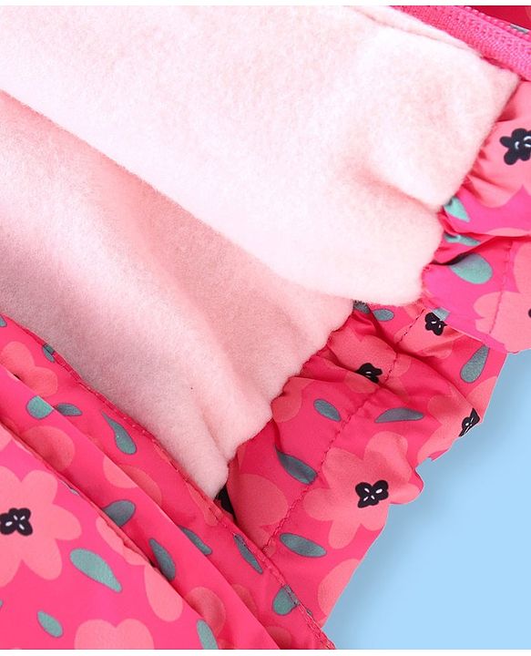 Babyhug Full Sleeves Hooded & Padded Jacket Floral Print- Pink