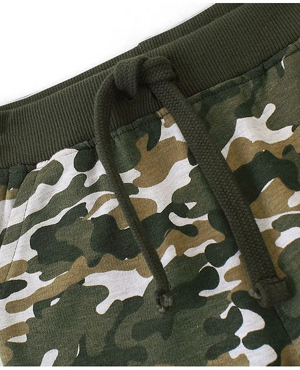 Babyhug Cotton Looper Knit Full Length Lounge Pant Camouflage Print - Green