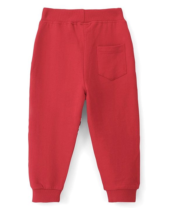 Babyhug Cotton Looper Knit Full Length Track Pants Checker Print - Red