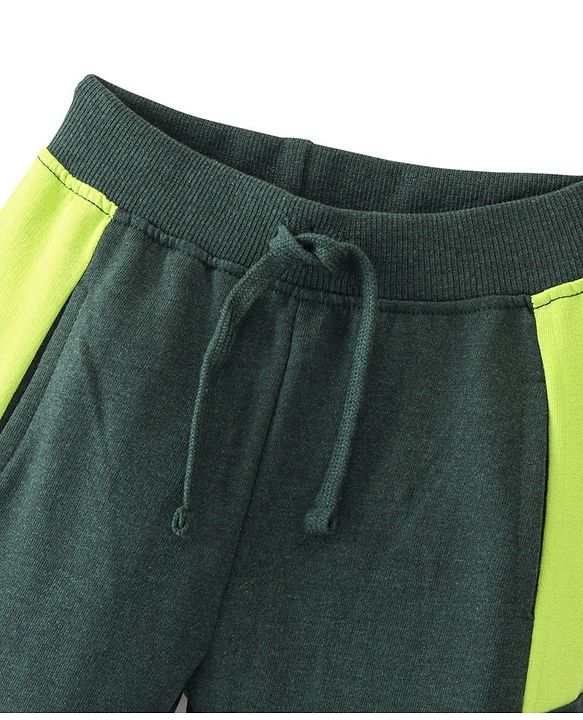 Babyhug Cotton Looper Knit Full Length Lounge Pant Text Print - Green