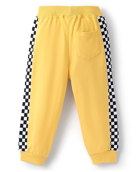 Babyhug Cotton Looper Knit Full Length Lounge Pant Text Print - Yellow