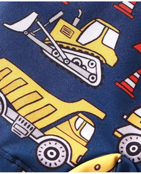 Babyhug Mid Thigh Length Swimming Trunk Vehicle Print - Navy Blue