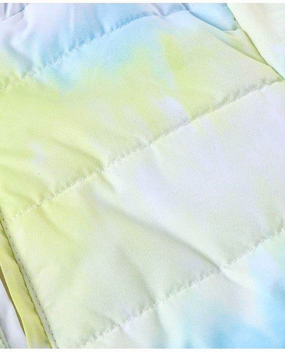 Babyhug Woven Full Sleeves Jacket With Hood & Tie  Die Print - Blue White & Green