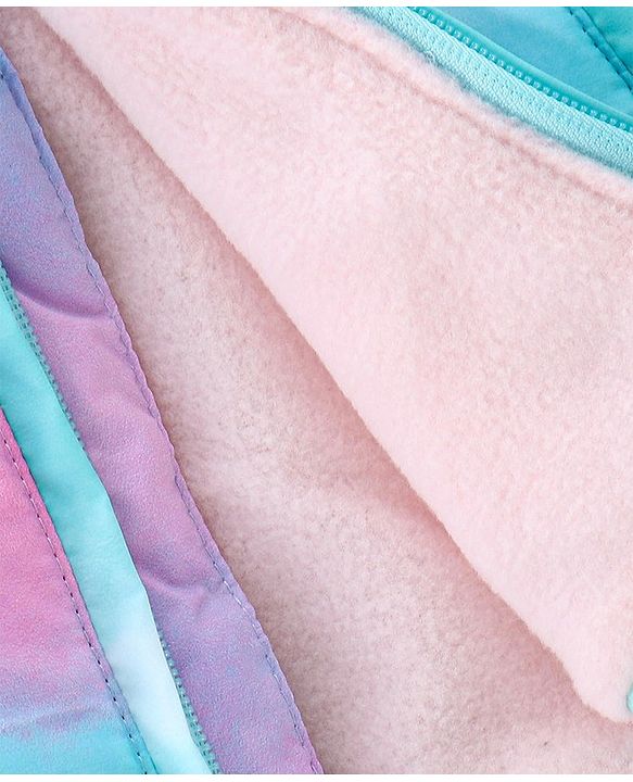 Babyhug Woven Full Sleeves Hooded Jacket With Marble Print - Blue