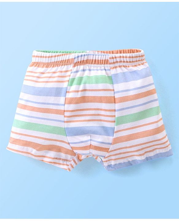 Babyhug 100% Cotton Trunk Striped & Palms Printed Pack of 3 - Green & Blue