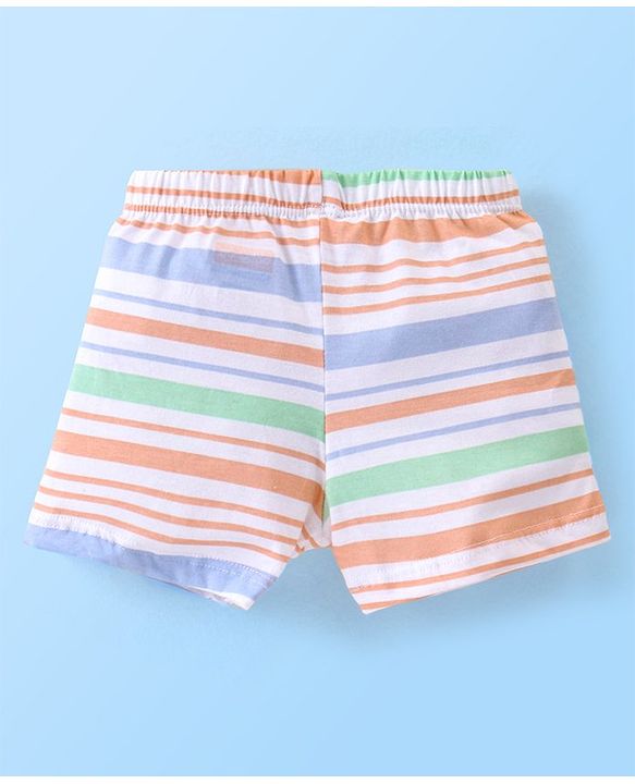 Babyhug 100% Cotton Trunk Striped & Palms Printed Pack of 3 - Green & Blue