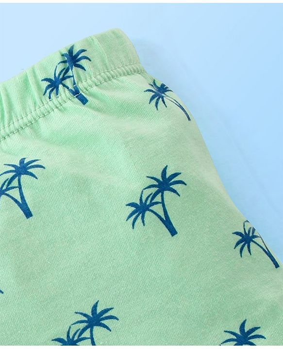 Babyhug 100% Cotton Trunk Striped & Palms Printed Pack of 3 - Green & Blue