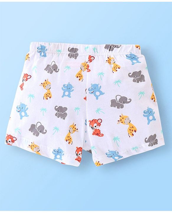 Babyhug 100% Cotton Solid and Elephant Printed Trunk Pack of 3 - Orange & White