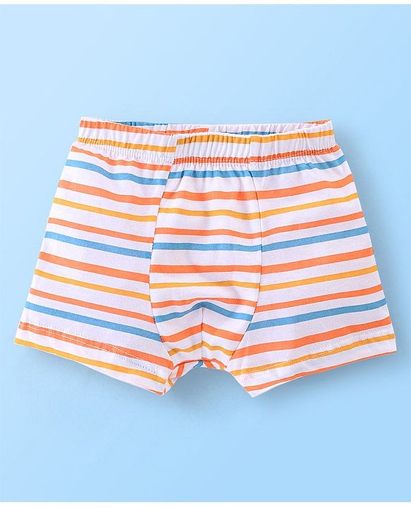 Babyhug 100% Cotton Solid and Elephant Printed Trunk Pack of 3 - Orange & White