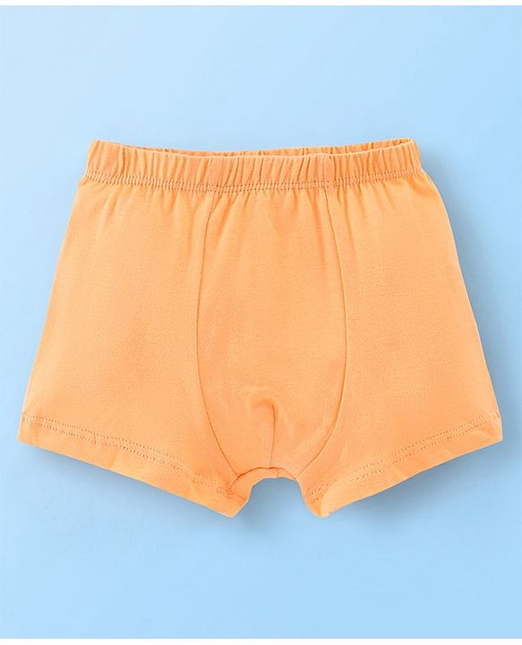 Babyhug 100% Cotton Solid and Elephant Printed Trunk Pack of 3 - Orange & White