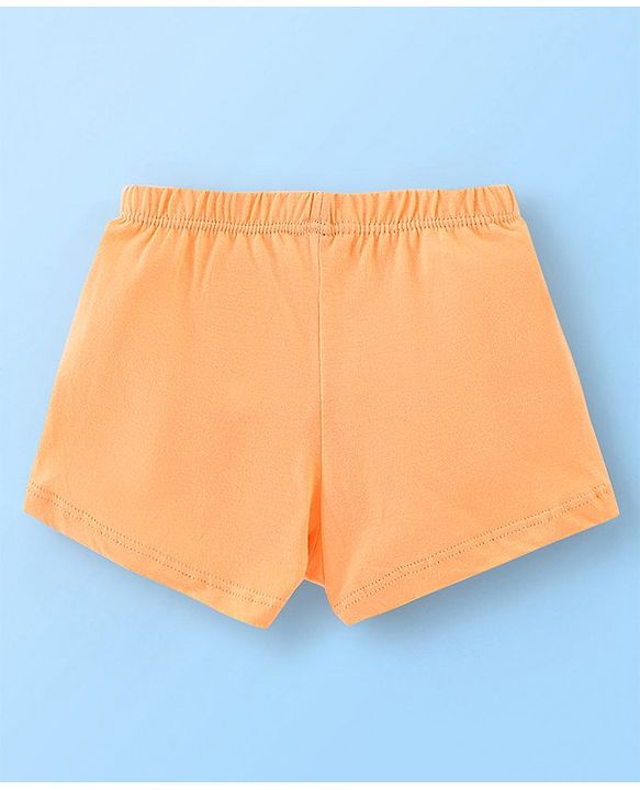 Babyhug 100% Cotton Solid and Elephant Printed Trunk Pack of 3 - Orange & White
