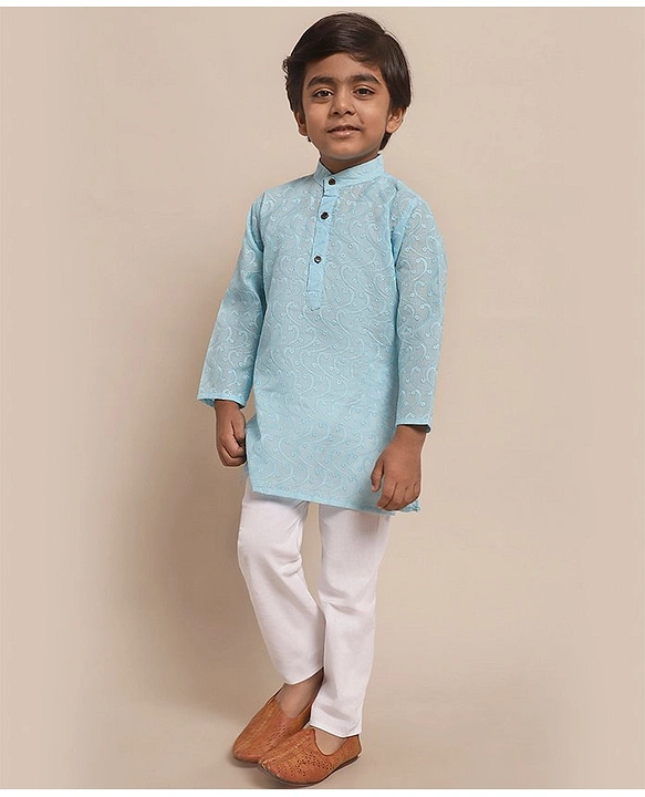 Buy Superminis Boys Full Sleeves Chikankari Kurta Pyjama Set 23 Y