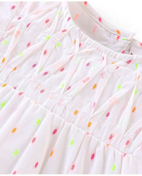 Babyhug 100% Cotton Knit Full Sleeves Top Swiss Dot - White