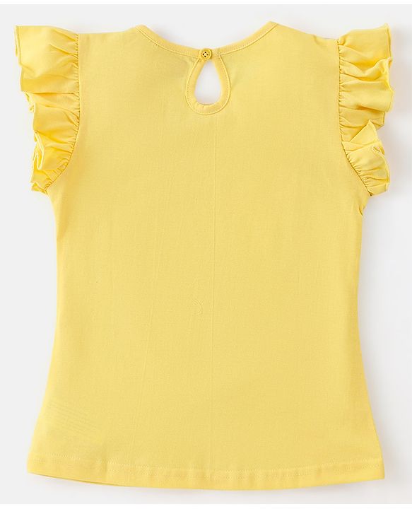 Babyhug Cotton Half Sleeves Night Suit Elephant & Dot Print- Yellow & Pink