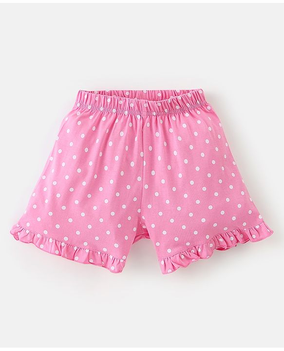 Babyhug Cotton Half Sleeves Night Suit Elephant & Dot Print- Yellow & Pink