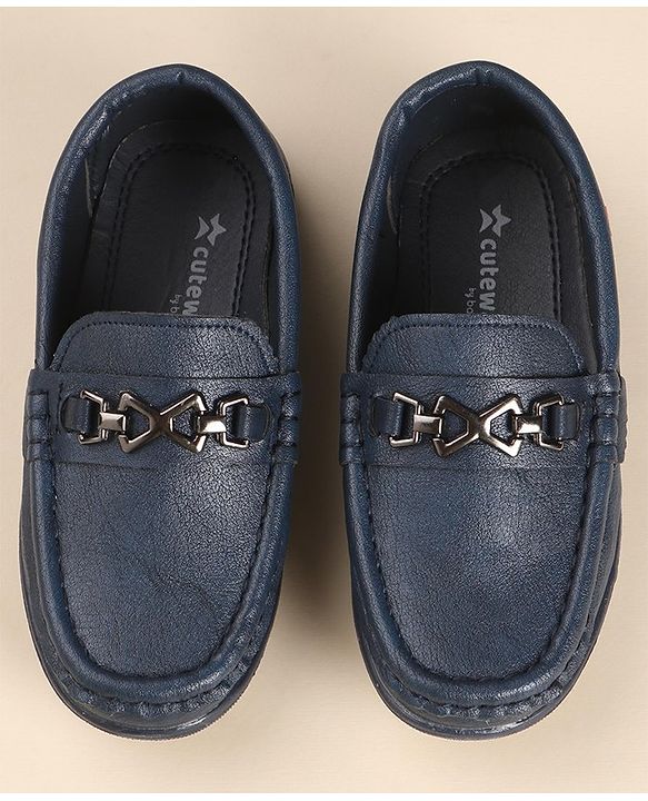 Cute Walk by Babyhug Slip On Formal & Party Wear Shoes with Applique - Navy Blue