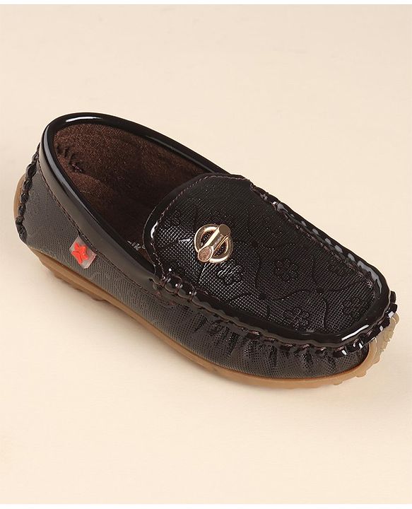 Cute Walk by Babyhug Slip On Loafers with Applique - Coffee Brown