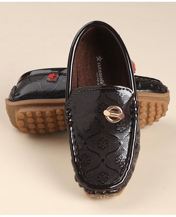 Cute Walk by Babyhug Slip On Loafers with Applique - Coffee Brown
