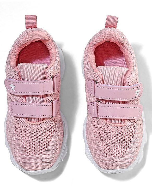 Cute Walk by Babyhug Solid Colour Sneakers with Double Velcro Closure - Pink