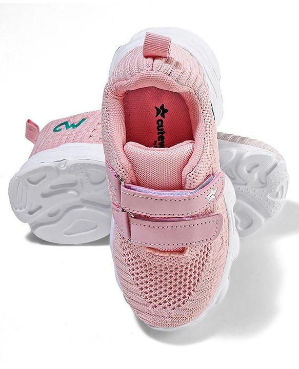 Cute Walk by Babyhug Solid Colour Sneakers with Double Velcro Closure - Pink