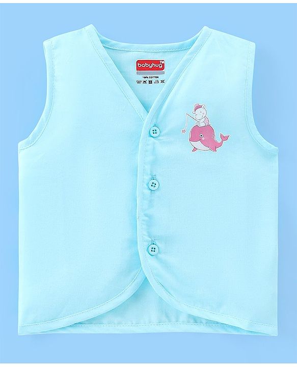 Babyhug Cotton Sleeveless Front Open Jhabla with Dolphin Print Pack of 5 - Multicolour
