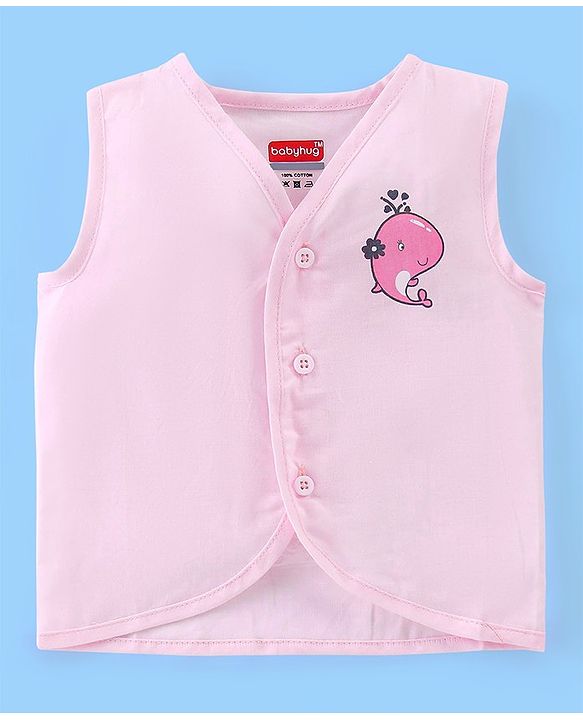 Babyhug Cotton Sleeveless Front Open Jhabla with Dolphin Print Pack of 5 - Multicolour