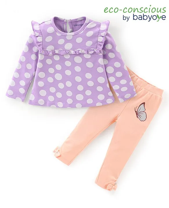 Buy Babyoye Full Length Polka Dot Print Leggings Pink for Girls