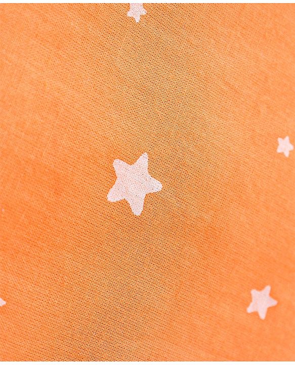Babyhug Sleeveless Jhabla & Full Length Pajama Set With Star Print - Orange