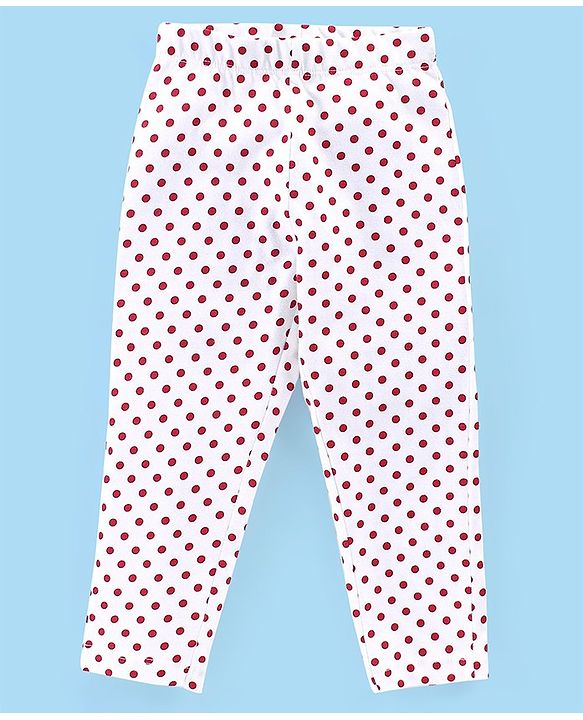 Babyhug Cotton Knit Full Sleeves Minnie Mouse Print Night Suit - Red & White