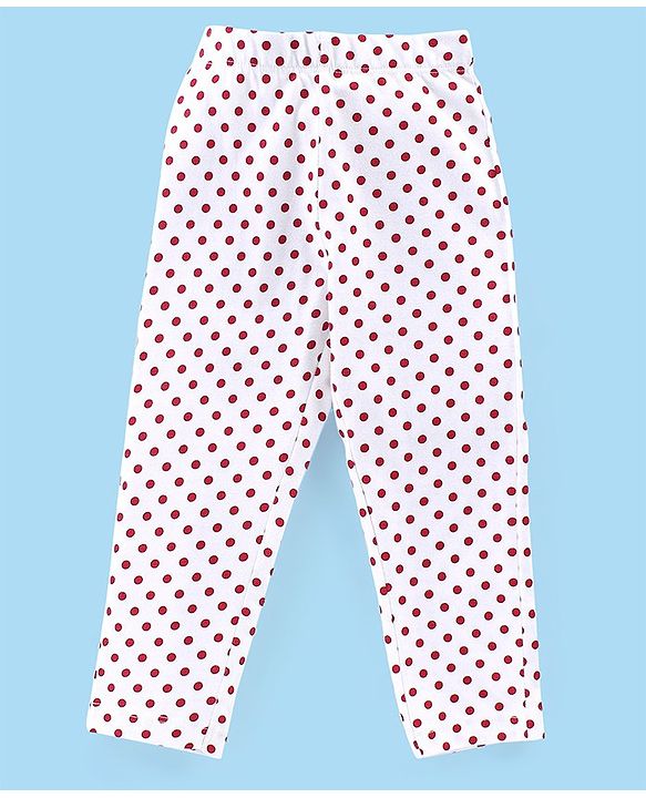 Babyhug Cotton Knit Full Sleeves Minnie Mouse Print Night Suit - Red & White