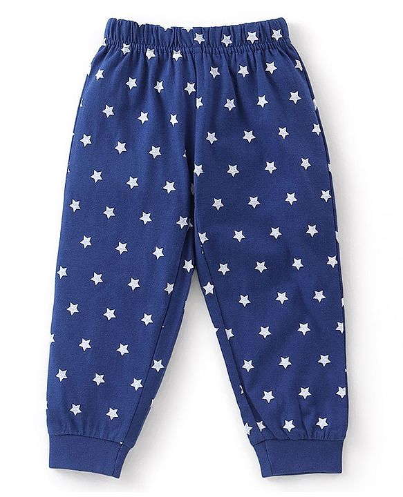 Babyhug Cotton Full Sleeves Night Suit Stars & Mickey Mouse Print- Blue