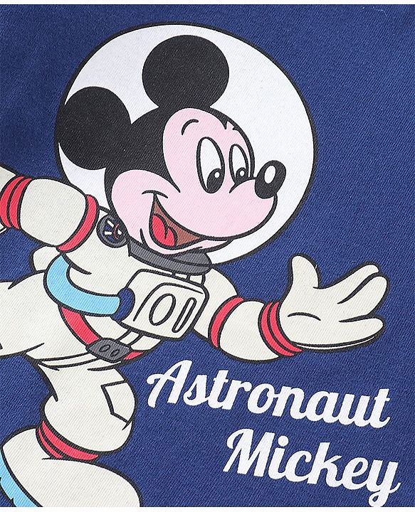 Babyhug Cotton Full Sleeves Night Suit Stars & Mickey Mouse Print- Blue