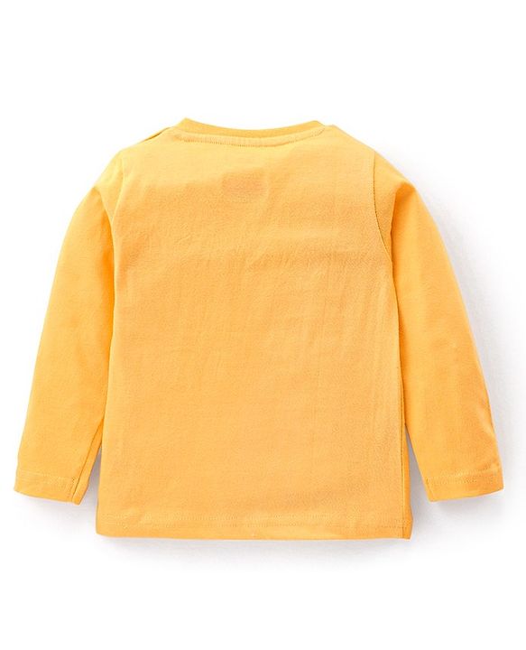 Babyhug Cotton Single Jersey Knit Full Sleeves Night Suit Stripes & Simba Print - Yellow